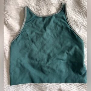 Teal Ribbed Cropped Tank